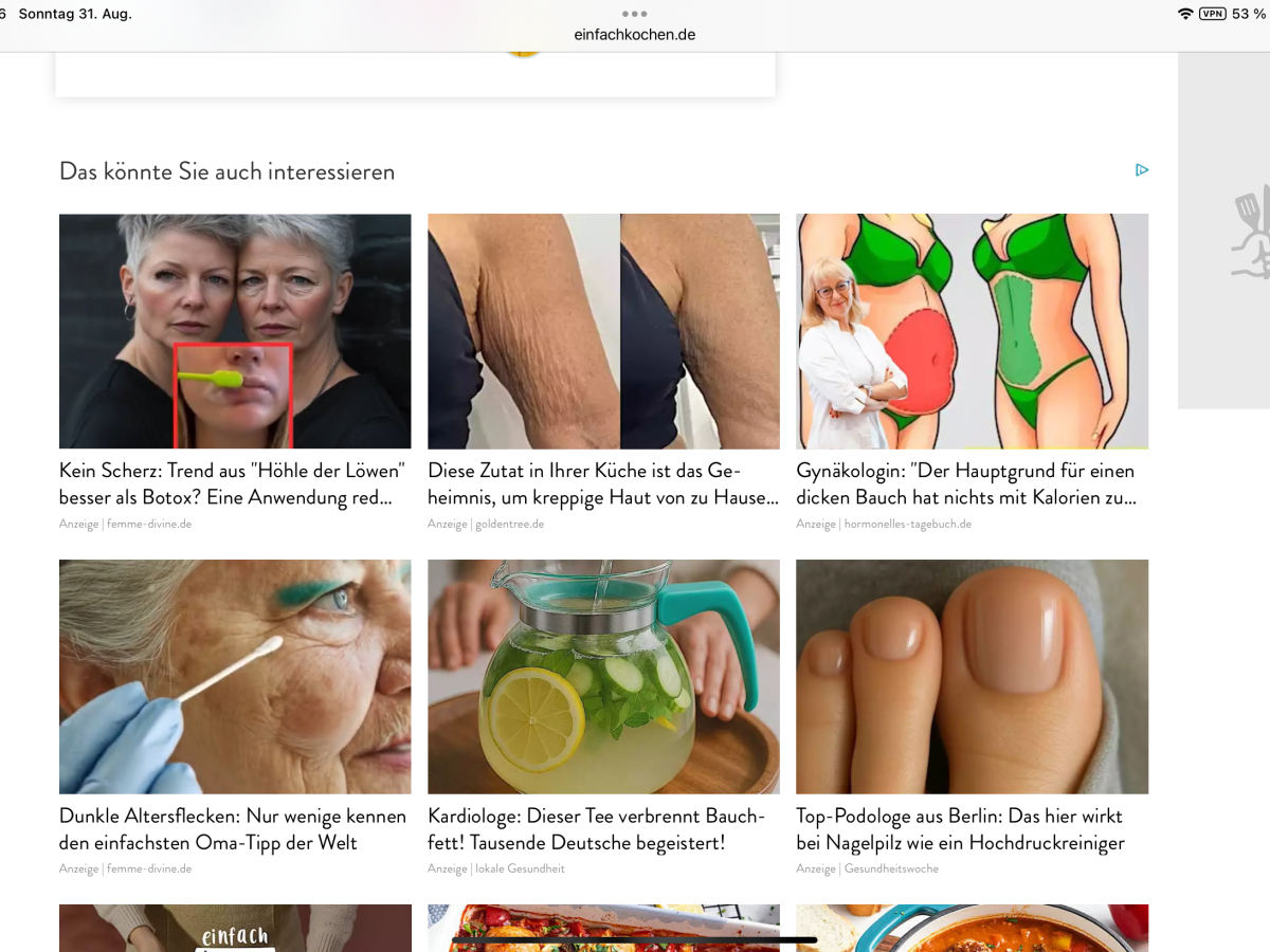 696) Brühe, Nudeln, Nagelpilz und kreppige&nbsp;Haut